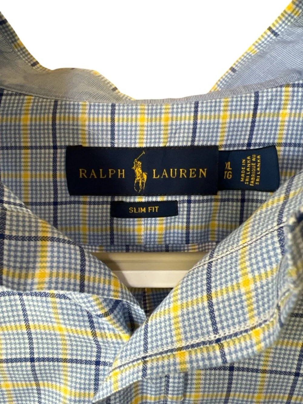 Polo Ralph Lauren Slim Fit Plaid Button Down Shirt Blue Yellow XL